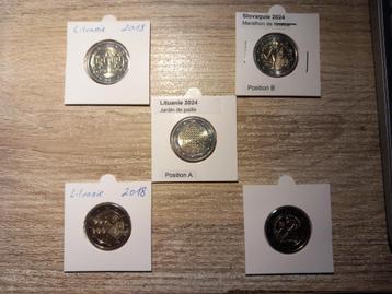 5 pièces de 2 euro UNC beschikbaar voor biedingen
