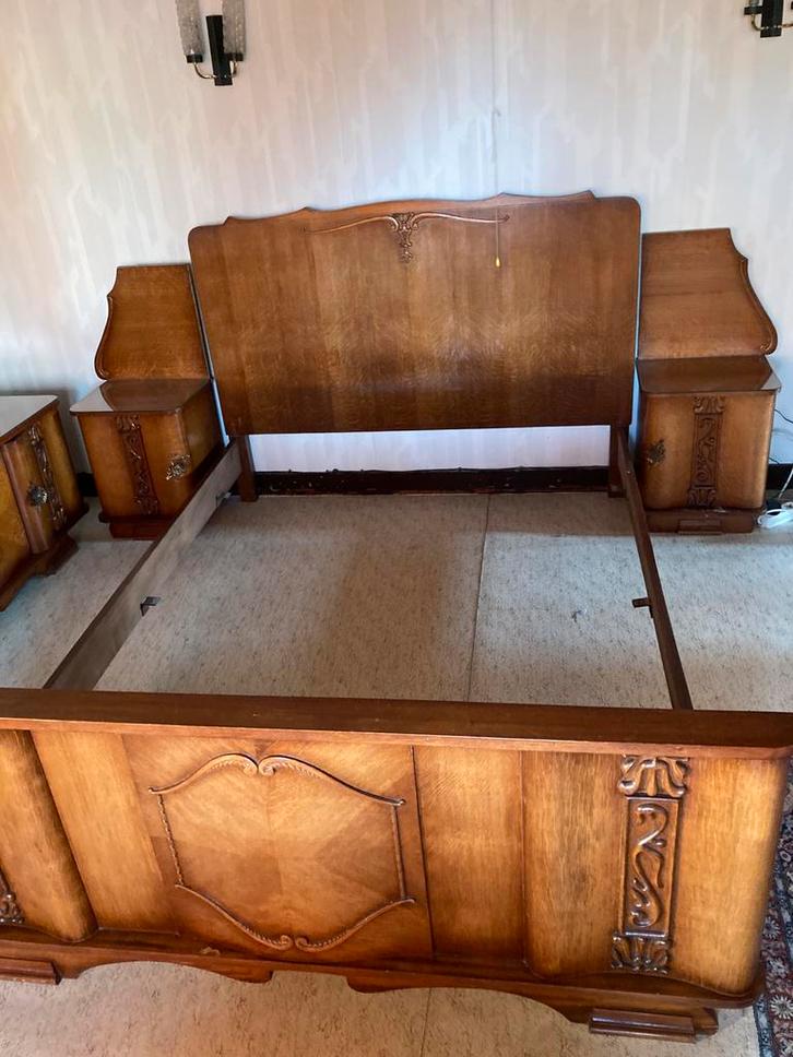 Rustieke slaapkamer, Huis en Inrichting, Slaapkamer | Bedden, Gebruikt, Tweepersoons, 140 cm, 190 cm of minder, Hout, Bruin, Ophalen