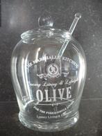 Decoratieve glazen bokaal voor olijven met bijhorende lepel, Enlèvement ou Envoi