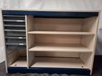 Sterke school kast met 6 laders op wielen (wit/blauw), Gebruikt, Metaal, 5 laden of meer, School materiaal