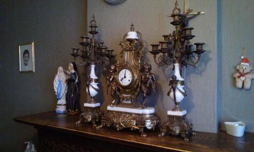 Schouwgarnituur Frans hermle A. Paris ! compleet, Antiek en Kunst, Antiek | Klokken, Ophalen of Verzenden