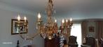 lustre en cuivre avec cristaux suspendus, Maison & Meubles, Lampes | Lustres, Comme neuf, Métal, Enlèvement, Klassiek