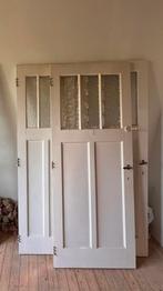 Witte eikenhouten deur met beglazing, Doe-het-zelf en Bouw, Deuren en Vliegenramen, 80 tot 100 cm, Vouwdeur, Zo goed als nieuw