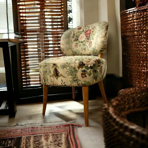 Vintage gebloemde eenzit / fauteuil  / zeteltje, Antiek en Kunst, Antiek | Meubels | Stoelen en Sofa's, Ophalen of Verzenden