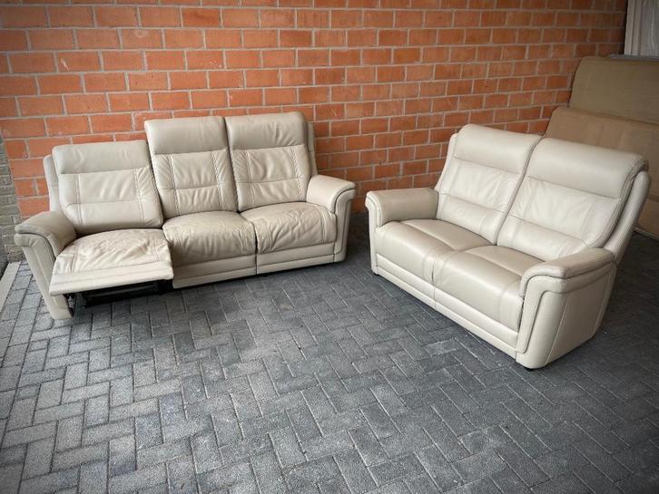 Leder salon / 3 + 2 zit / binnenvering / ALS NIEUW, Huis en Inrichting, Zetels | Complete zithoeken, Zo goed als nieuw, Leer, Ophalen