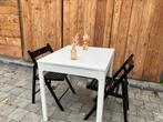 Uitklaptafel en 3 stoelen, Huis en Inrichting, Tafels | Bijzettafels, Ophalen, Zo goed als nieuw, 75 cm of meer, 60 cm of meer