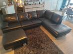 MOOI HOEKSALON IN LEDER MET EXTRA POEF !, Huis en Inrichting, Ophalen, Gebruikt, Leer
