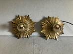 Vintage set bronzen sunburst wandlampen uit Italië jaren 50, Ophalen of Verzenden, Gebruikt
