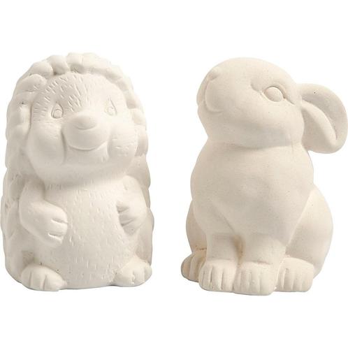 Spaarpotten egel en konijn 10cm - 2 stuk, Hobby en Vrije tijd, Knutselen, Nieuw, Knutselwerk, Verzenden