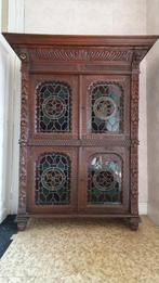 Kast met 4 glasramen deurtjes, Antiek en Kunst, Ophalen
