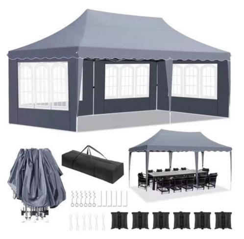 Easy-Up Tent Vouwtent Pop-Up-Tent 3x6m Waterdicht Antraciet, Caravans en Kamperen, Mobilhome-accessoires, Nieuw, Ophalen of Verzenden