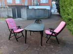 Tuinset met kussens en parasol 4 stoelen, Tuin en Terras, Tuinsets en Loungesets, Ophalen, Zo goed als nieuw