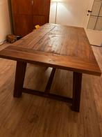 Massief teak eettafel+extra tafelblad(voor bankje), Huis en Inrichting, Ophalen, Zo goed als nieuw