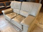 2 zits zetel in beige leder., Banc droit, Enlèvement, Utilisé, Modern