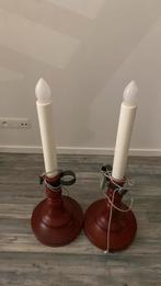 Twee lichten, Huis en Inrichting, Ophalen, Gebruikt, Kaars, Hout