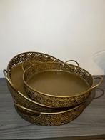 3 gouden schalen om te serveren, Huis en Inrichting, Woonaccessoires | Dienbladen, Ophalen, Zo goed als nieuw, Rond, Metaal