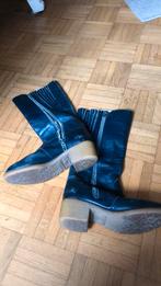 Blauwe leren laarzen, vintage maat 33, Utilisé, Enlèvement ou Envoi