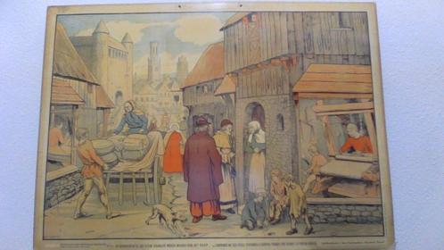 schoolplaat Brugge, Antiek en Kunst, Antiek | Schoolplaten, Geschiedenis, Ophalen