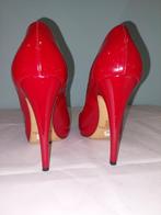 708C* Casadei - sexy shoes rouges cuir verni high heels (38), Rouge, CASADEI, Escarpins, Porté