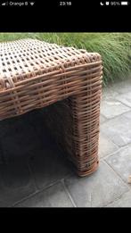 Rotan duobank met teak onderstel 1m12, Ophalen, Riet of Rotan, 100 tot 125 cm, Zo goed als nieuw