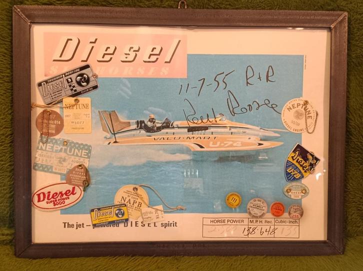 Kader wereld kampioenschappen Hydroplane boot te koop., Verzamelen, Scheepvaart, Gebruikt, Ophalen
