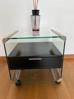 Bijzet nachttafel met schuif, Ophalen, Minder dan 45 cm, Minder dan 55 cm, Glas
