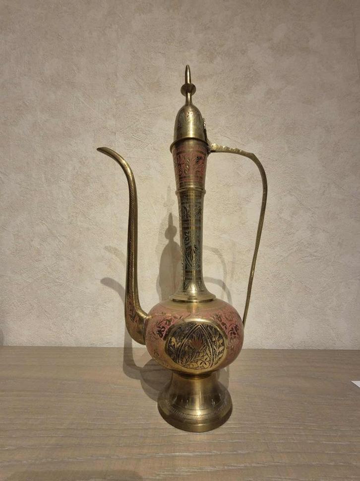 aiguière indo-persane en laiton émaillé 45cm, Antiquités & Art, Antiquités | Céramique & Poterie, Enlèvement