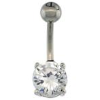 Stalen navelpiercing met zirkonia - 8 mm, Handtassen en Accessoires, Piercings, Ophalen of Verzenden, Nieuw, Staal, Navelpiercing