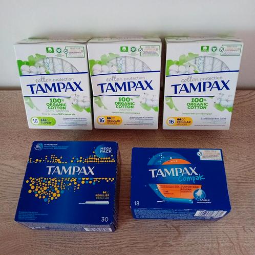 Lot de 5 boîtes de tampons hygiéniques Tampax, Bijoux, Sacs & Beauté, Beauté | Soins du corps, Neuf, Autres types, Enlèvement ou Envoi