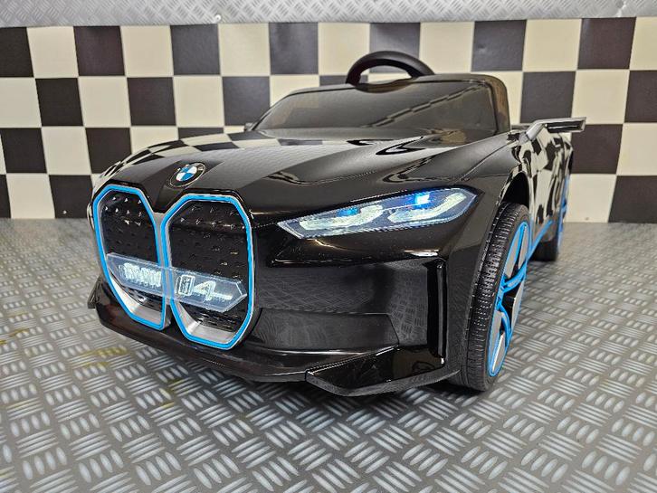Kinderauto BMW i4 - soft start - leren zit - met RC, Kinderen en Baby's, Speelgoed |Speelgoedvoertuigen, Nieuw, Afstandsbediening