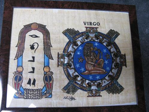 Tekening op papyrus sterrenbeeld Maagd Virgo, Antiek en Kunst, Curiosa en Brocante, Ophalen of Verzenden