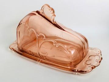 Antiek vintage Art Deco depression glas voorraad boterschaal beschikbaar voor biedingen