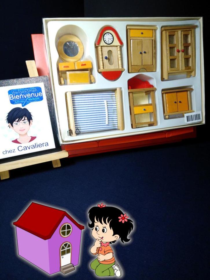 Houten poppenhuismeubels - Red & Yellow Series -, Kinderen en Baby's, Speelgoed | Poppenhuizen, Nieuw, Poppenhuis, Ophalen of Verzenden