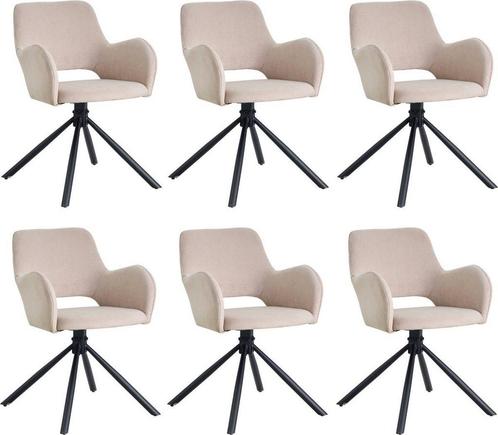 Eetkamerstoelen - set van 6 - beige velvet - metalen poten, Huis en Inrichting, Stoelen, Nieuw, Ophalen