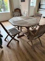 Tuintafel en stoelen teak, Tuin en Terras, Tuintafels, Ophalen, Gebruikt