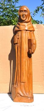 grand moine en bois sculpté signé jeffroy, Antiquités & Art, Enlèvement ou Envoi
