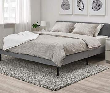 Cadre de lit Ikea Slattum avec sommier à lattes, Gris, Tissu, Comme neuf, Enlèvement