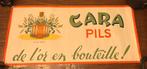 Cara Pils l’or en bouteille affiche, Collections, Marques de bière, Enlèvement ou Envoi, Utilisé, Panneau, Plaque ou Plaquette publicitaire