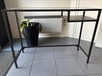 VITTSJÖ Laptoptafel, zwartbruin/glas, 100x36 cm, Ophalen, Gebruikt, Glas