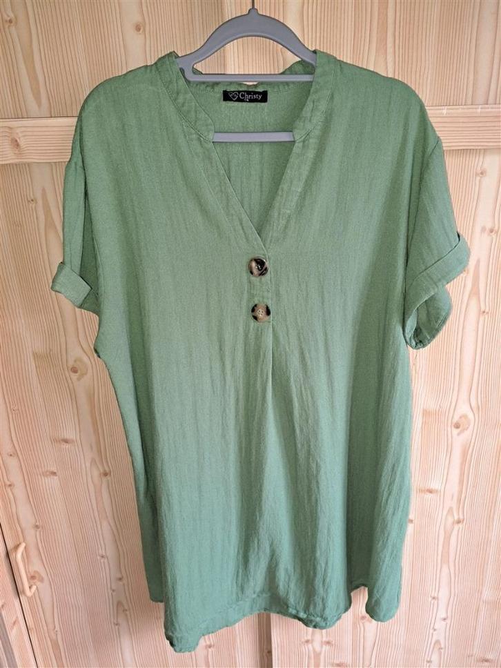 Tuniek met korte mouwen groen maat 46, Kleding | Dames, Jurken, Gedragen, Maat 46/48 (XL) of groter, Groen, Boven de knie, Ophalen of Verzenden