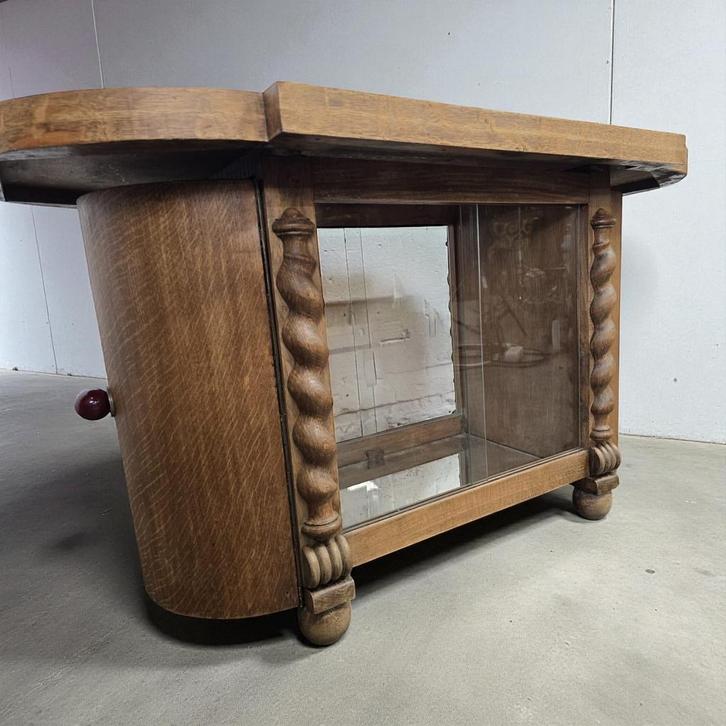 vintage curved artdeco barkastje/theekastje /vitrinekastje, Antiek en Kunst, Curiosa en Brocante, Ophalen of Verzenden