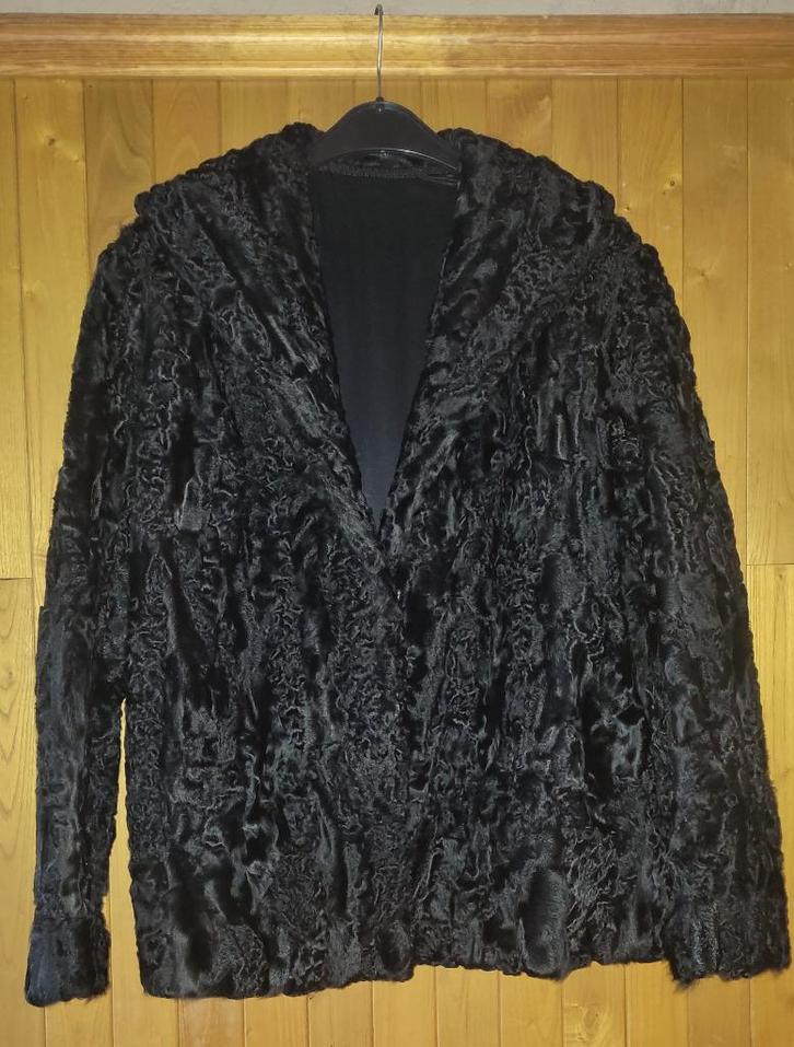 Astrakan jas, zwarte vacht, Kleding | Dames, Jassen | Winter, Zo goed als nieuw, Maat 46/48 (XL) of groter, Zwart, Ophalen of Verzenden