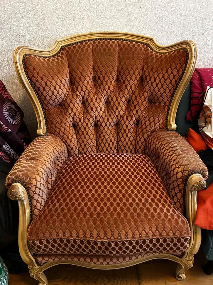 Vintage bergère fauteuil in Louis XV-stijl, Antiek en Kunst, Antiek | Meubels | Stoelen en Sofa's, Ophalen