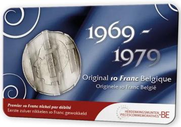 Coincard met nikkelen 10 frank België Frans "gewokkeld" beschikbaar voor biedingen