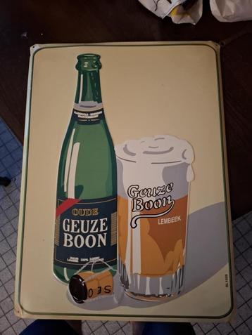 Tole metal " Geuze Boon"  pas émaillé !! voir photo, Enlèvement ou Envoi, Utilisé, Panneau, Plaque ou Plaquette publicitaire, Autres marques