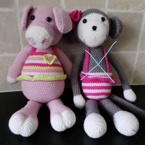 knuffel varken gehaakt, Kinderen en Baby's, Speelgoed | Knuffels en Pluche, Zo goed als nieuw, Ophalen of Verzenden