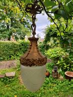Hallamp, brons, geslepen glas, Antiek en Kunst, Antiek | Verlichting, Ophalen of Verzenden