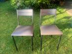 Chaises en métal noir assise simili cuir gris, Ophalen, Zo goed als nieuw, Grijs, Leer