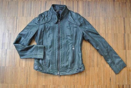 Stoere lederen jas van DKNY, Kleding | Dames, Jasjes, Kostuums en Pakken, Zo goed als nieuw, Jasje, Maat 38/40 (M), Grijs, Ophalen of Verzenden