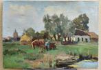 Landschap. Olieverf op doek. 50cm x 70cm., Ophalen of Verzenden